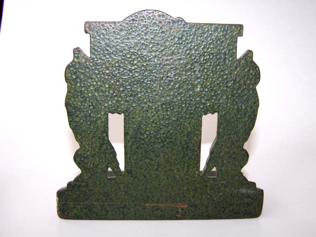 A nice pair of Art Deco Antique Bookends circa 1910-1920 depicting two owls flanking the Lamp of Learning. — image 2